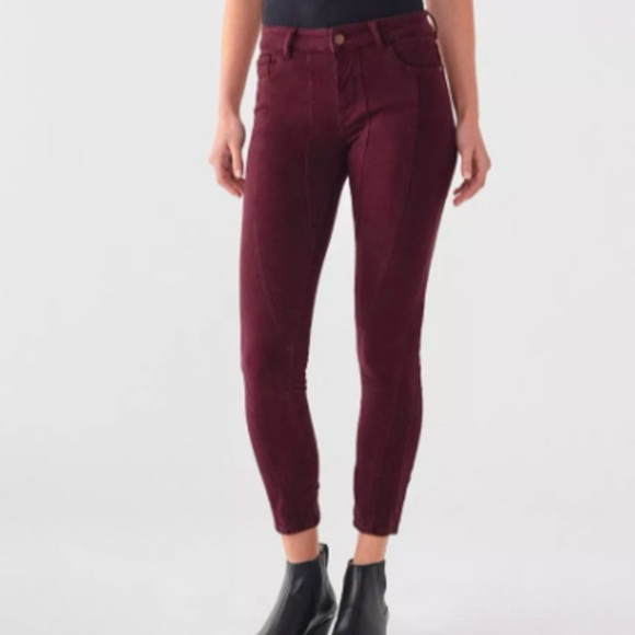 DL1961 Florence Ankle Skinny Jean in Burgundy Size 24 NWT - Picture 1 of 14